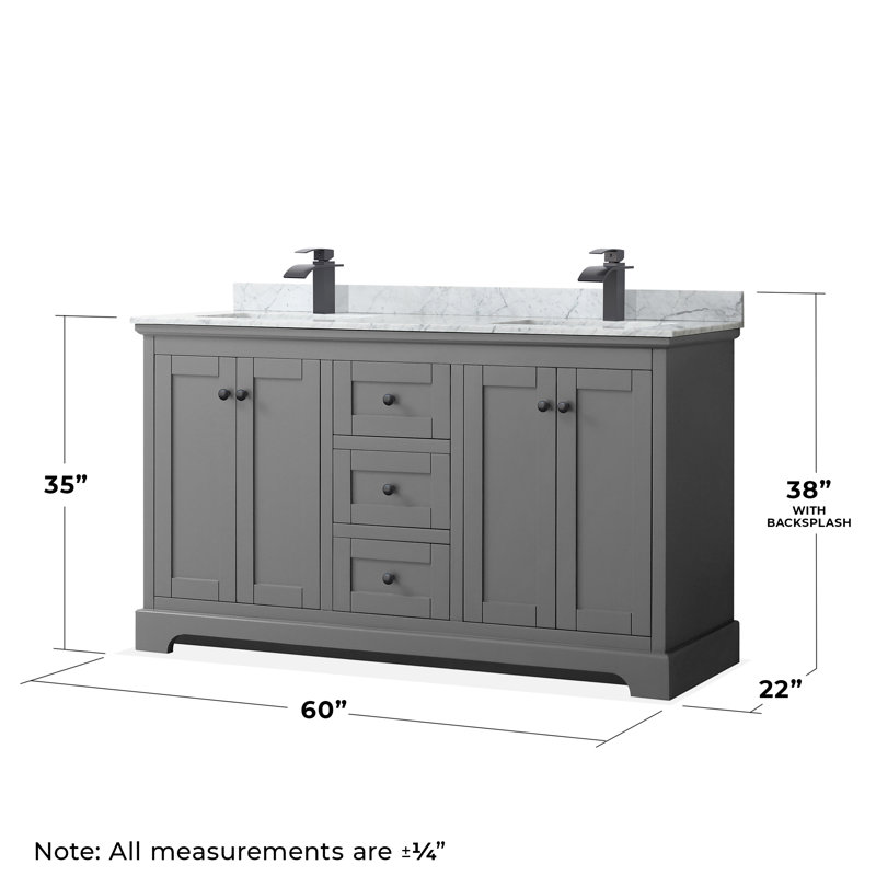 Meuble-lavabo de 60 po avec miroir Avery, Gris foncé, Noir mat