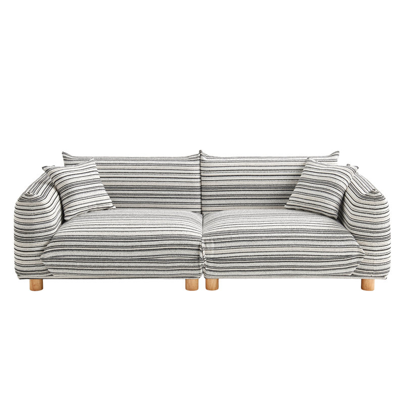 Atis 88.9In Upholstered Sofa, Charcoal Stripe Boucle