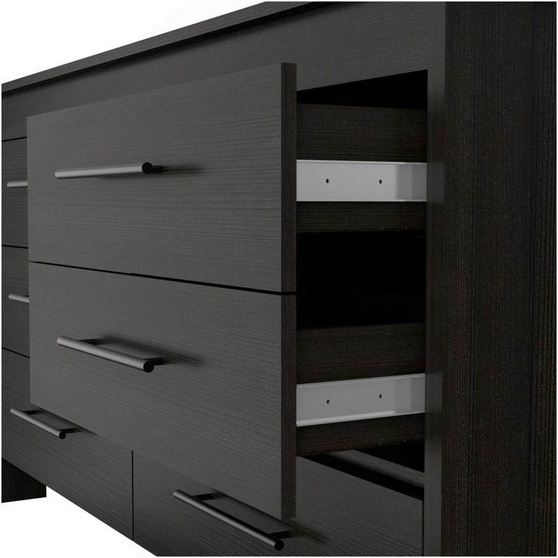 Commode double à six tiroirs, Noir