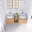 60 Inch Wall-Mounted Bathroom Vanity Combo With Ceramic Vessel Sinks and 1-Storage Shelves, Soft-Close Doors-1362761174
