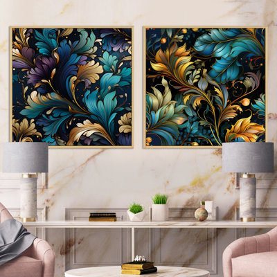 Shanklin - Ensemble de 2 collages floraux carrés