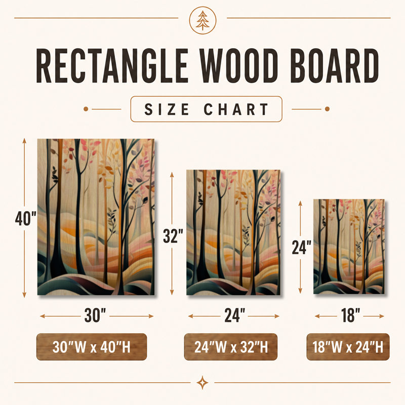 «Forest at Blush Dawn II», art mural en bois naturel, H 32 po x l 24 po, Rectangulaire