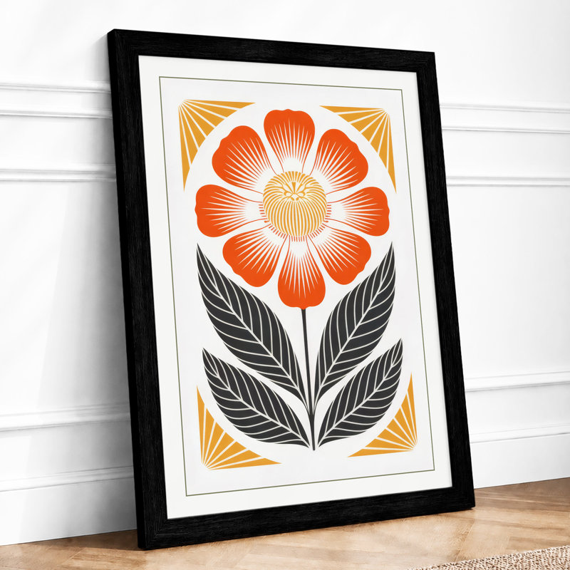 Geometric Bloom Botanical - Framed Print, A3 - 42.0 x 29.7 cm, Black