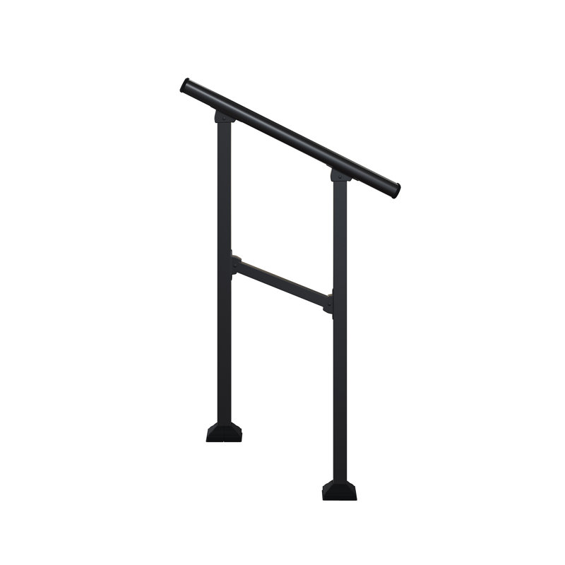 Rampe d'escalier noire d'extérieur, 36" H x 12" W x 1.57" D