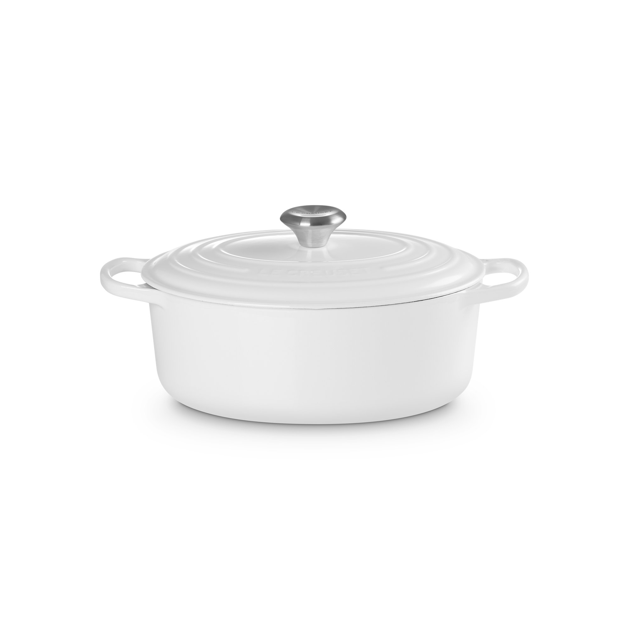 Le Creuset Enameled Cast Iron Oval Dutch Oven with Lid, White/Silver, 5 quarts
