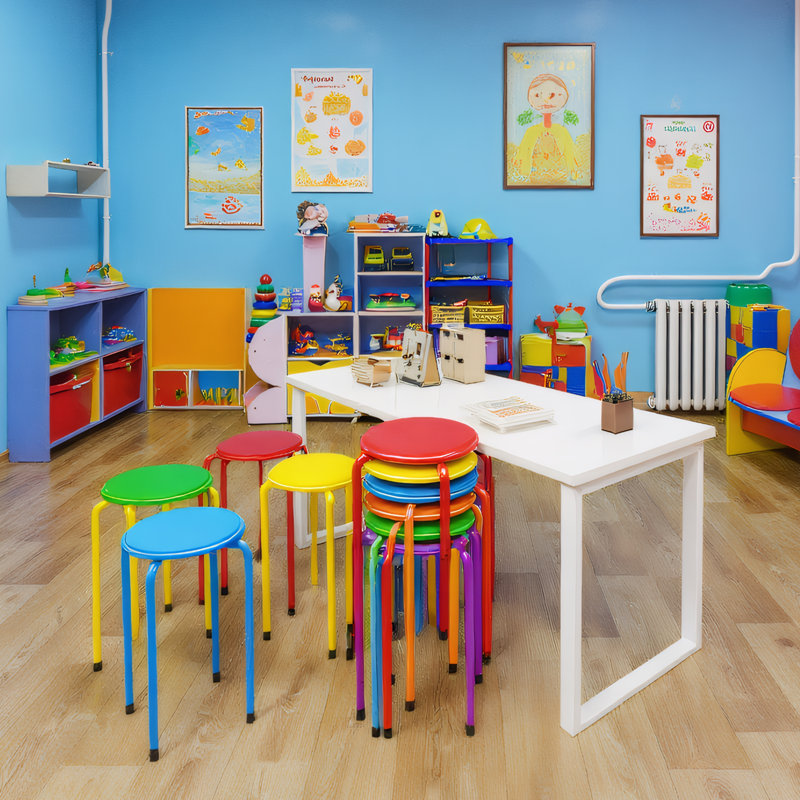 6-Pack Stackable Chairs With Colorful Seats And Legs, Multiple
