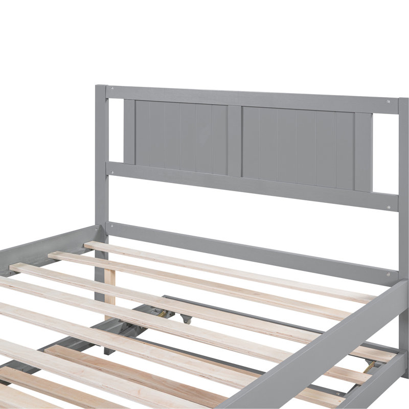 Lit plateforme ajustable gigogne double gris clair