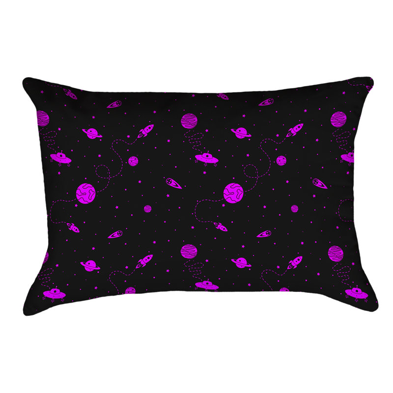 Coussin Katelyn Elizabeth, Polyester sergé, Noir / mauve