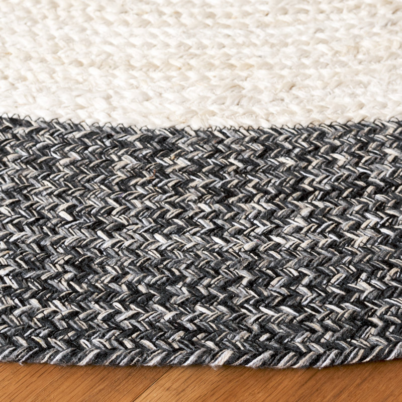Natural Fiber 527 Area Rug In Black / Ivory, Round 5'