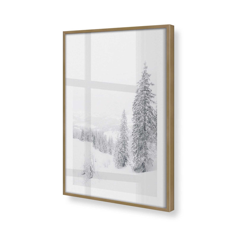 «Winter's Embrace», dans un cadre, Cadre doré brossé, H 21,25 po x l 17,25 po x P 1,25 po