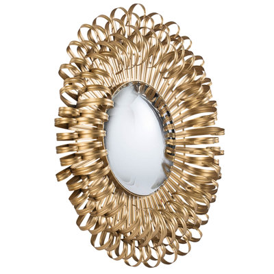 27" Wall Mirror With Golden Embellishments, For Entryway And Living Room Mirror, A Decorative Asset