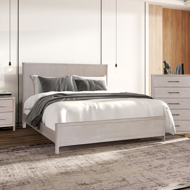 Ahern Solid Wood Panel Bed, Queen