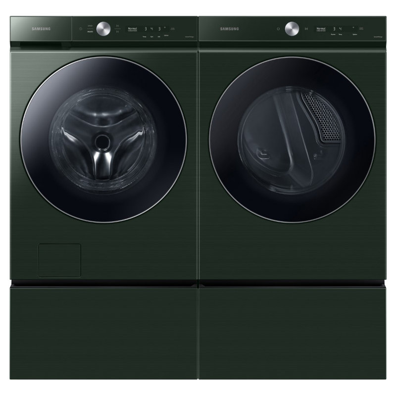 Samsung 5.3 cu. Ft. Front Load Washer with 7.6 Cu. Ft. Dryer with Super Speed Dry, Brushed Navy, Electric