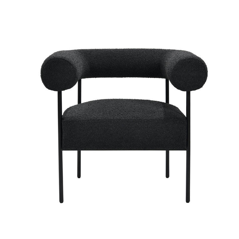 Fauteuil demi-tonneau 33 po Gelula, Bouclé noir