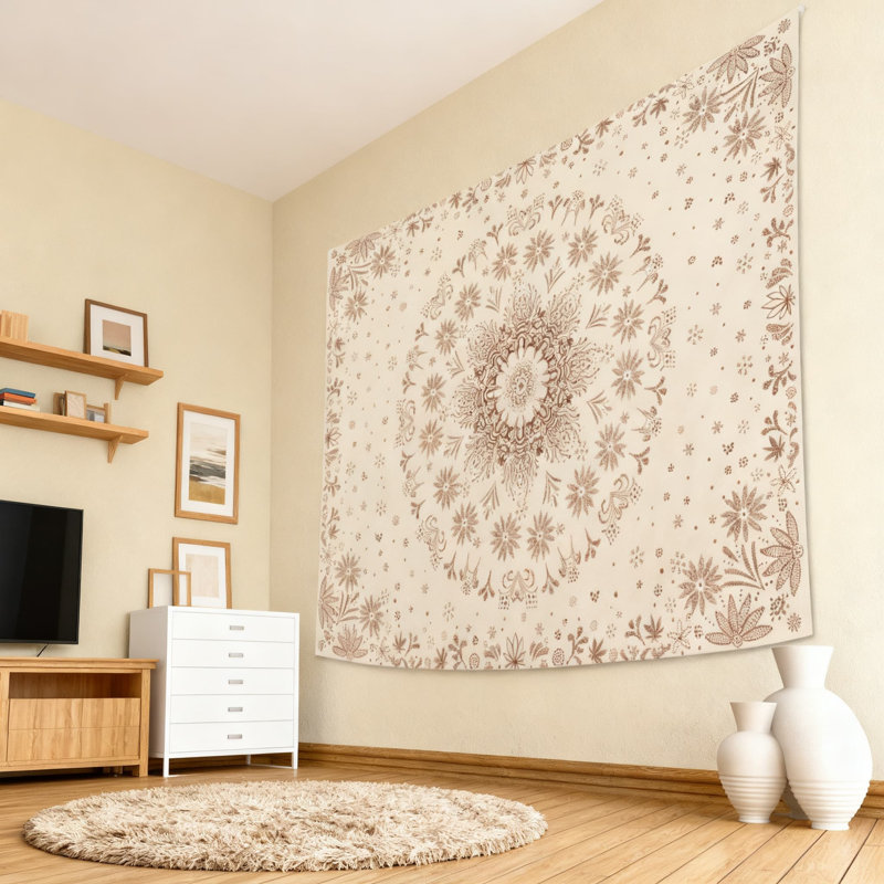 Tapisserie florale Mandala, H 44 po x l 60 po