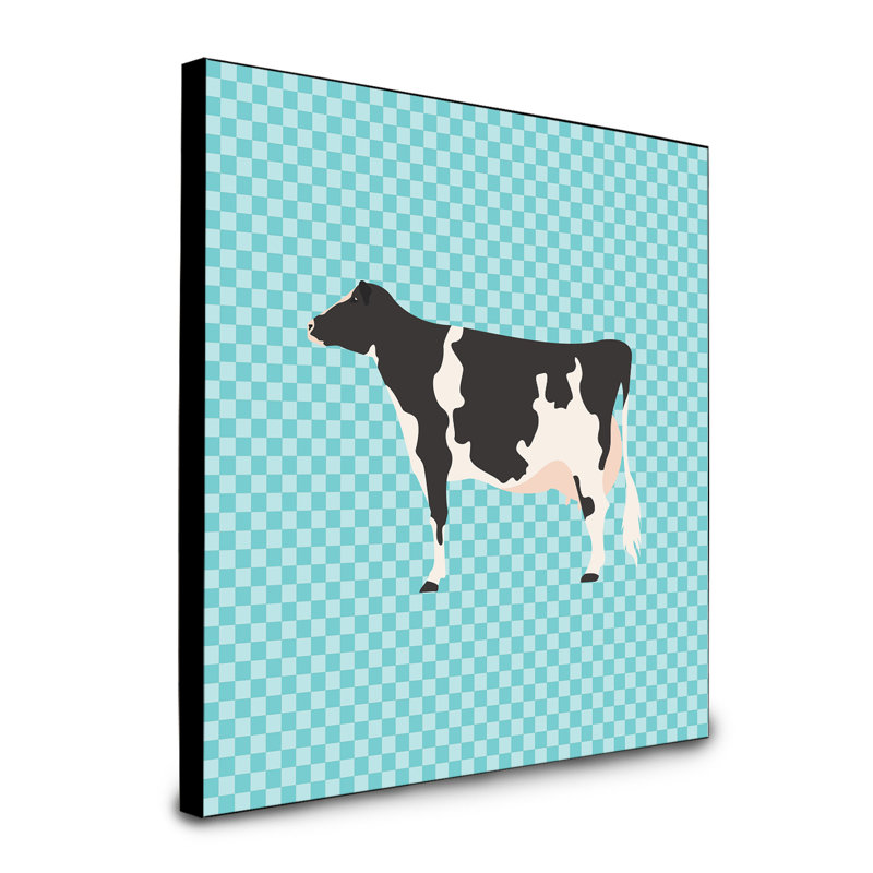 Panneau mural d’art de vache holstein Leytonstone, bleu