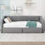Lit de jour rembourré convertible pour chambre à coucher et mobilier d'invité multi-usage gris froid se déploie de simple TG à très grand avec tiroirs de rangement