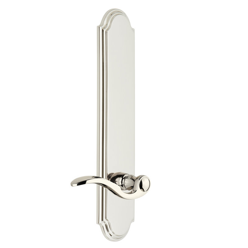 Grandeur Arc Tall Plate Privacy with Bellagio Lever, Left Handed, 2 3/8", Polished Nickel