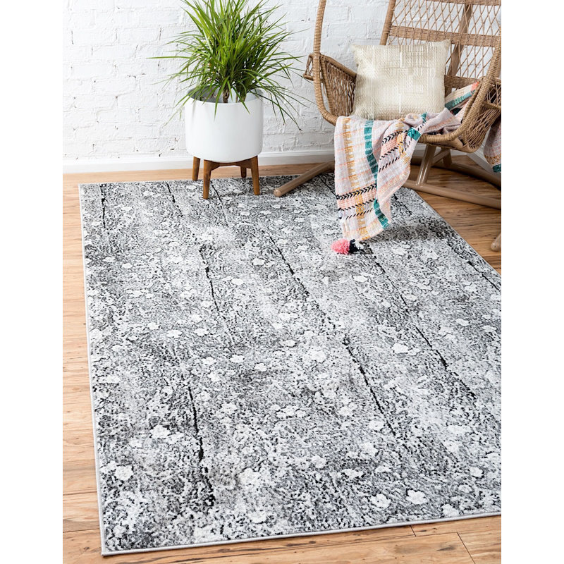 Tapis gris à motif abstraitNewberry, Tapis de couloir 2 pi x 13 pi