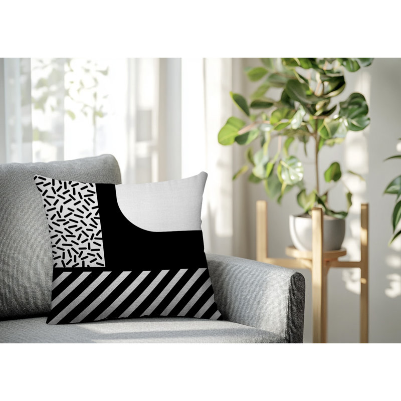 Oreiller carré réversible intérieur / extérieur Jazzo, Carré 16 po, Noir