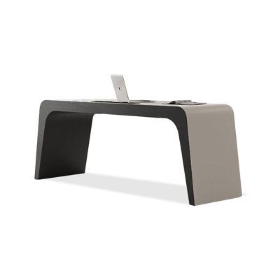 70.87" Beige-white + Black Rectangular Manufactured Wood with 3 drawers Desk