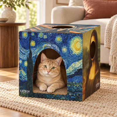 Maison de chat en fourrure avec griffoir