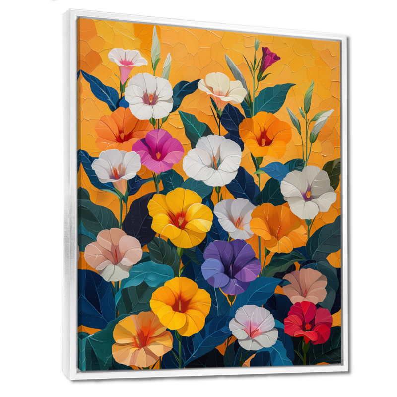 «Orange Glory Garden», impression d'art mural, H 34 po x l 44 po, Cadre flottant blanc