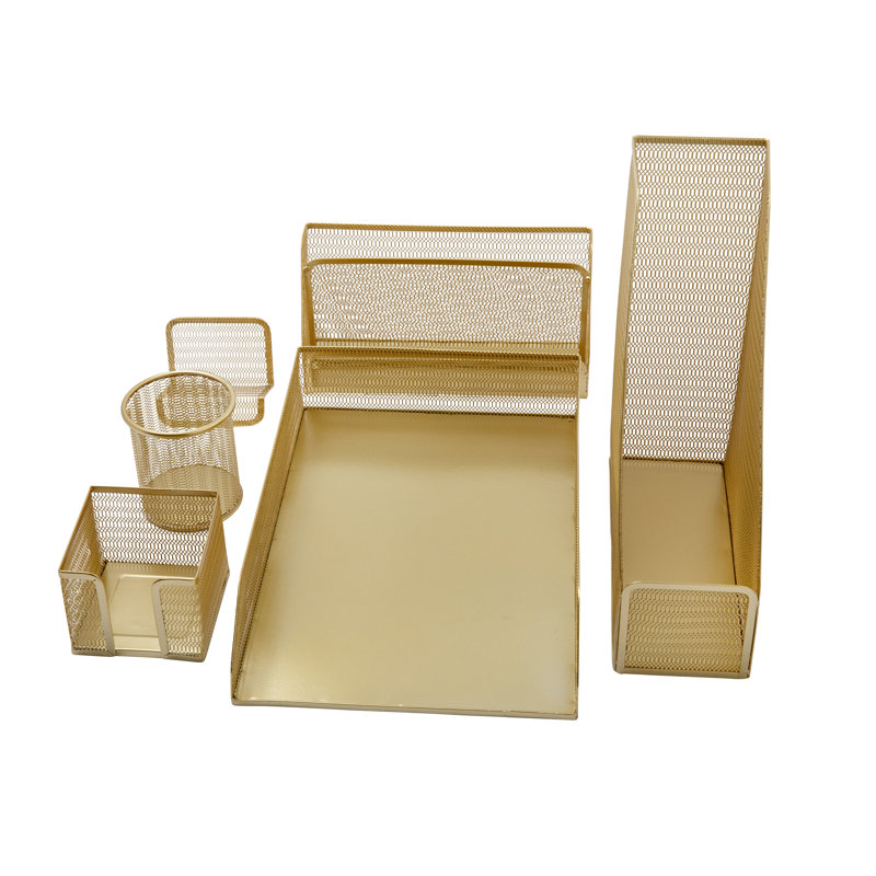 Martha Stewart Ryder Premium 6 Piece Mesh Metal Desktop Office Supplies Organizer Set