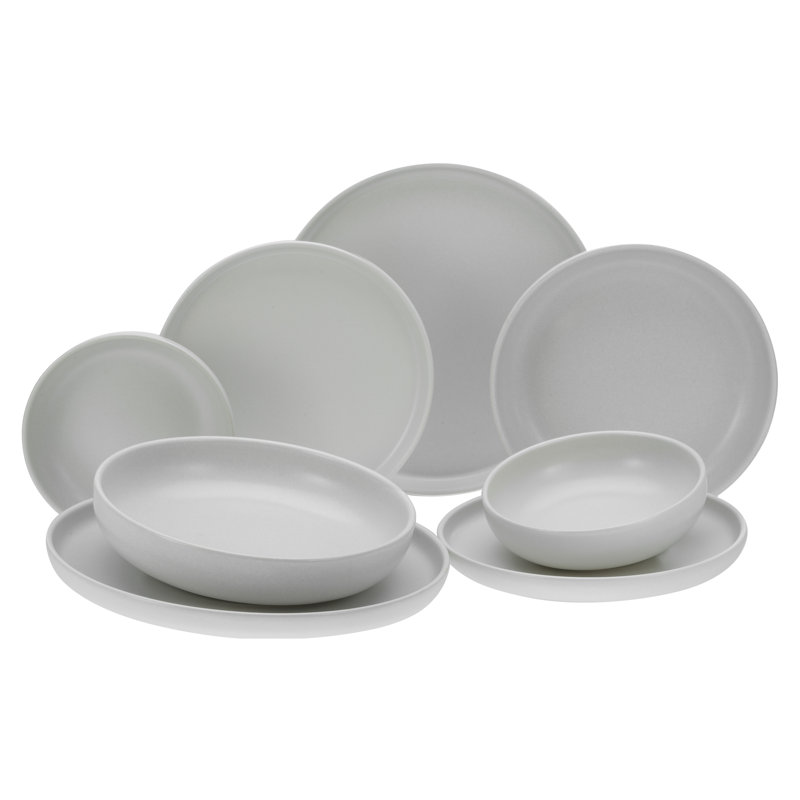 8 Pcs. Uno Stoneware Crockery Set For 2 People, White