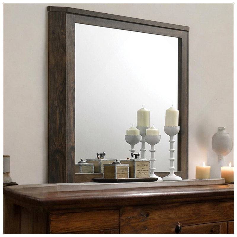 Miroir Elettra au fini noyer rustique avec surface réfléchissante et cadre en bois durable