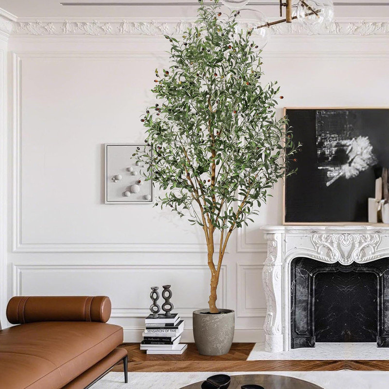 Primrue 7FT/8FT Artificial Olive Tree Plant - Faux Silk Tree for Modern ...