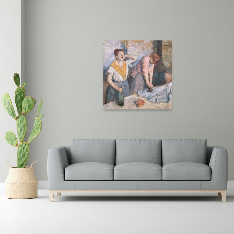 Les Blanchisseuses, vers 1884. Estampe d'art mural abstraite d'architecture contemporaine., H 48 po x l 48 po