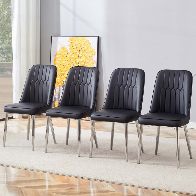 Modern Minimalist Dining Chair, 2, Black, Brown