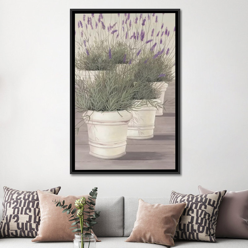 « lavande », impression sur toile, H 26 po x l 18 po x P 1,5 po, Toile avec cadre flottant noir, Pas de tapis