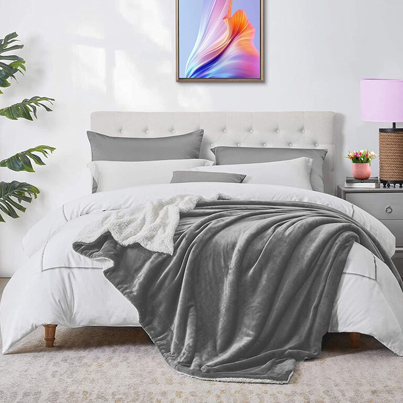 Caulders Canora Grey Blanket, W150 x L200cm, Dark Grey