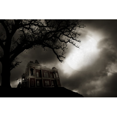 Haunted House On To Of Hill - Wrapped Canvas Print