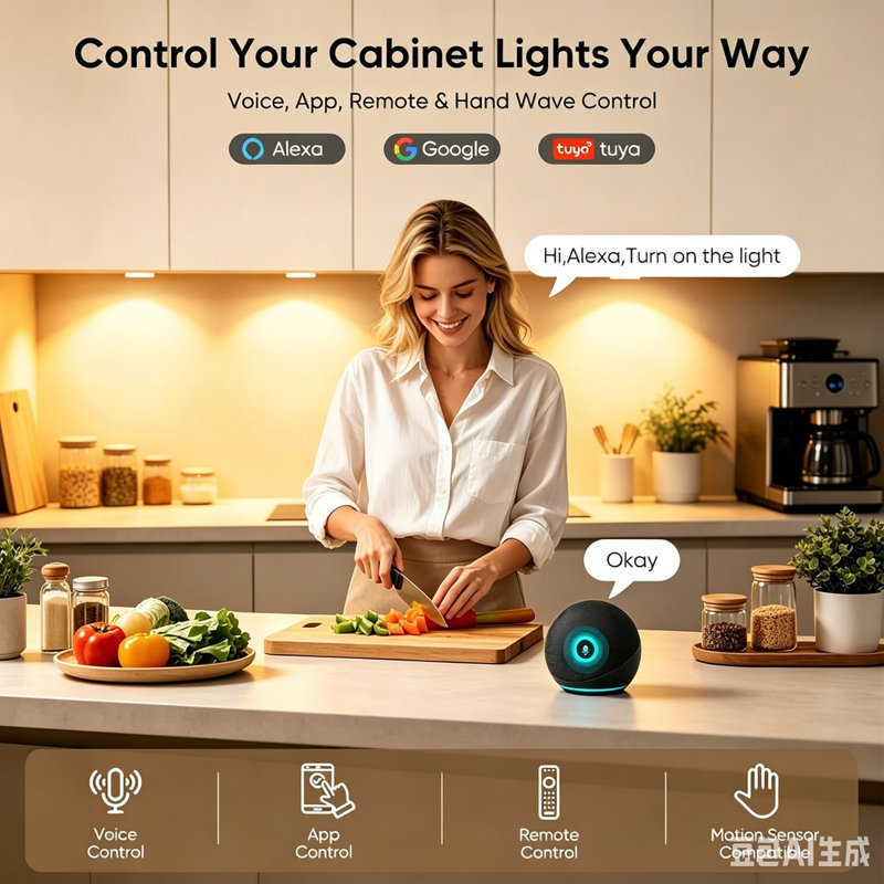 10 Pack Smart Plug-In Under Cabinet Puck Lights, 3000K-6000K Dimmable CCT, Alexa & Google Voice Control, Slim LED Counter Lights for Kitchen Shelves Closets