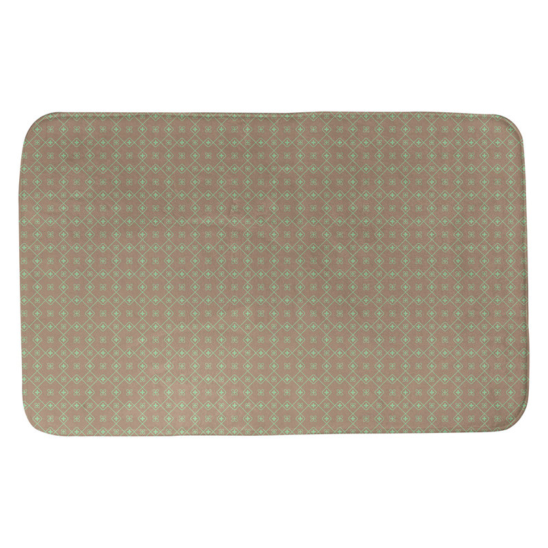 Tapis de bain antidérapant rectangulaire en forme de napperon de style Elizabeth bueschel, l 21 po x L 34 po, Brun / Vert