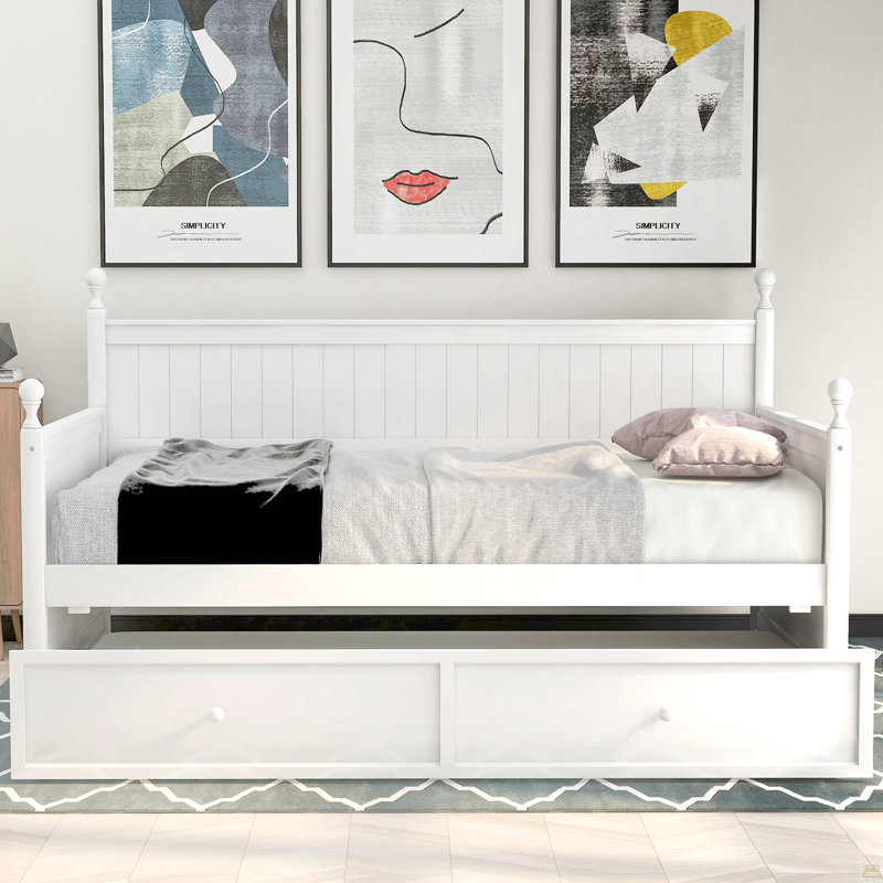 Lit de jour simple en bois avec lit gigogne simple