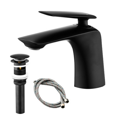 Robinet pour salle de bain noir mat, robinet en laiton à poignée simple avec finition rouille pour armoire et évier, robinet d'évier coulant, lavabo à revêtement