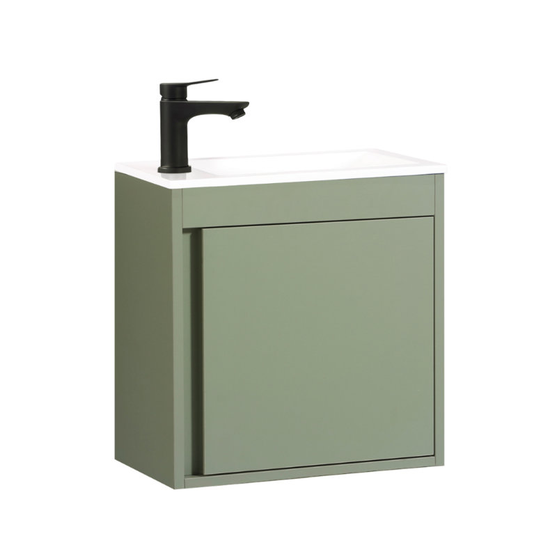 500 mm Wall Mounted Single Vanity with Integrated Resin Basin, Green