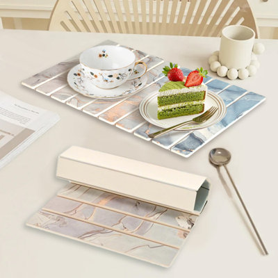 Colorful Pattern Dish Drying Mat For Kitchen Counter, Foldable, Super Absorbent & Fast-drying Stone Mat For Dishes, Cups & Pots