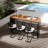 7 Pieces Rectangle Outdoor Patio Bar Dining Set with Teak Table and Chairs for 6 Person