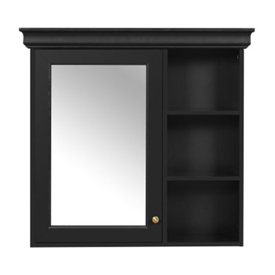 Velvet 30 in. W x 28.7 in. H Rectangular MDF Modern Wall Mounted Bathroom Medicine Cabinet with Mirror in Black