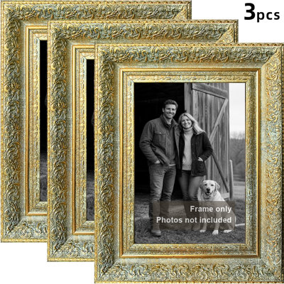 Antique Gold 3 PCS 8" x 10" Modern Classic Picture Frame with Home Accent Finish