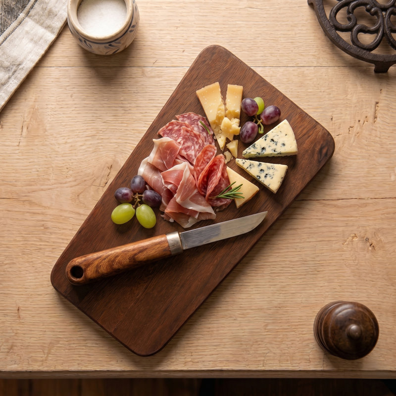 Quadra Large Wooden Cutting Board, Contemporary Chopping Board for Kitchen, Serving Platter and Food Preparation, 12" x 6.75"