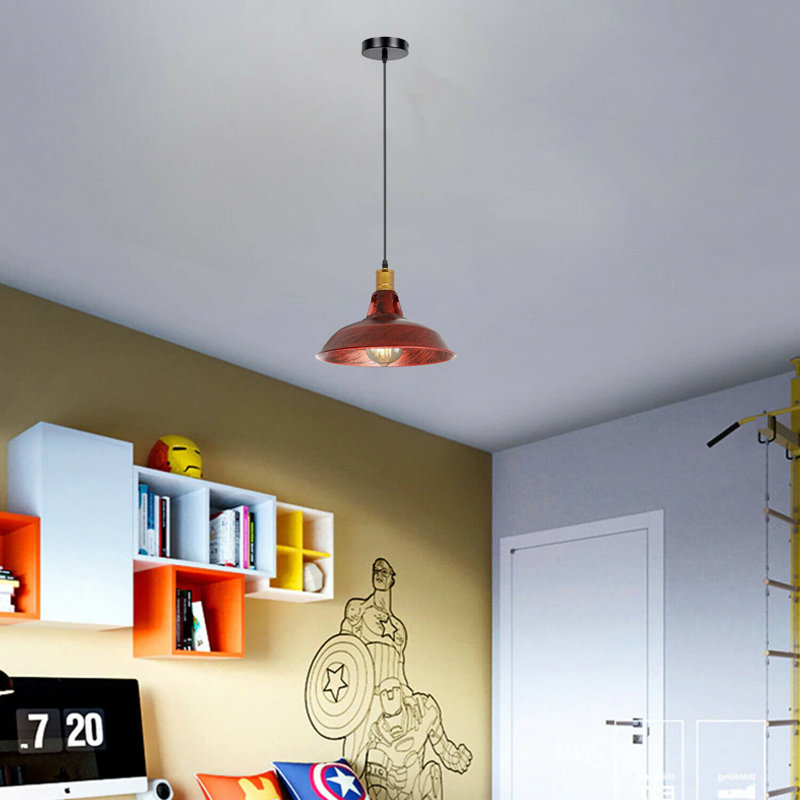 Capri 1 - Light Gold Dome Pendant, Rustic Red