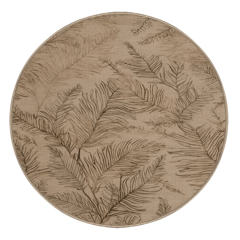 Machine Washable Nature Brown Area Rug, Round 3'
