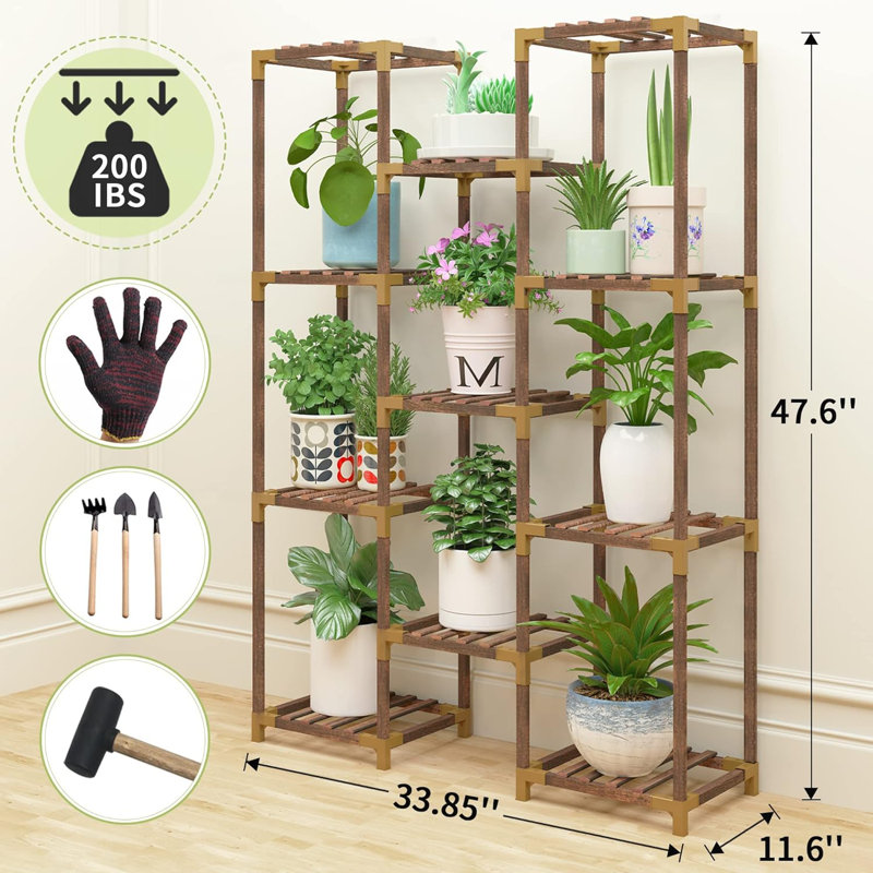 Présentoir à plantes à 11 niveaux en bois massif
