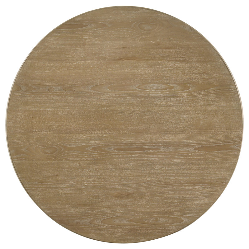 Osahon 36-Inch Round Wood Coffee Table Distressed Light Brown